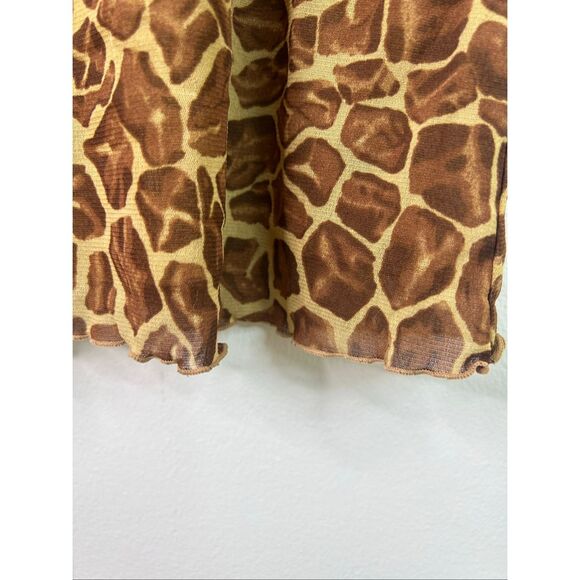 Vintage Kemp Collection Giraffe Print Sheer Tank Top Brown Y2K Safari Animal XL - Picture 4 of 10
